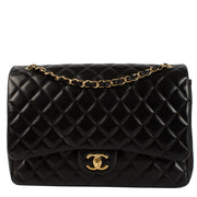 Chanel Black Lambskin Maxi Classic Handbag