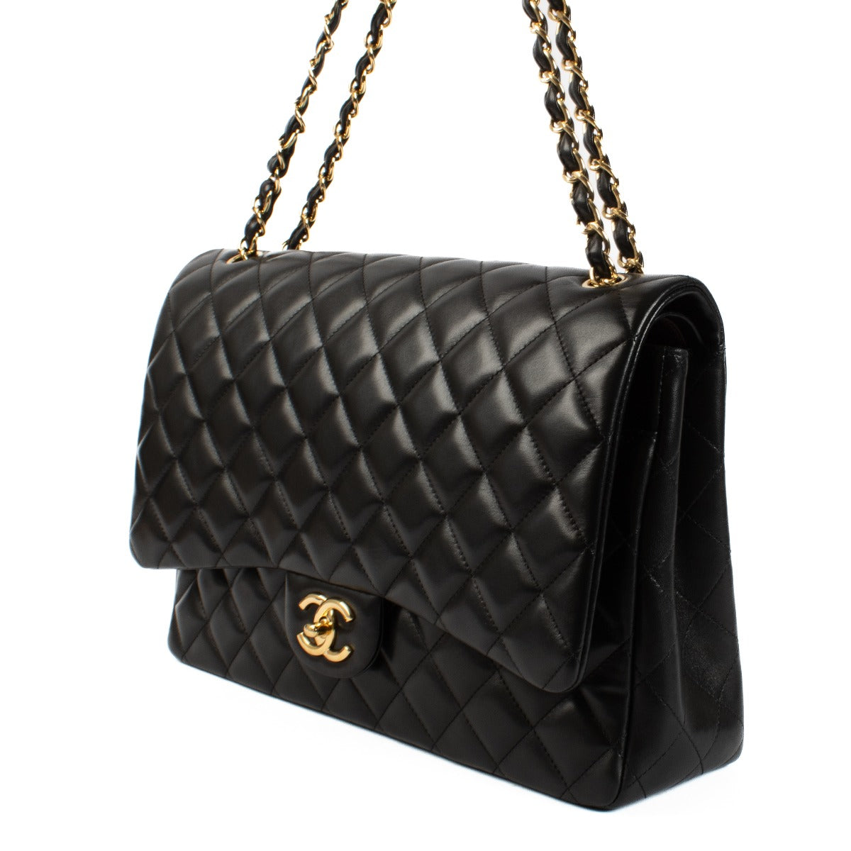 Chanel Black Lambskin Maxi Classic Handbag