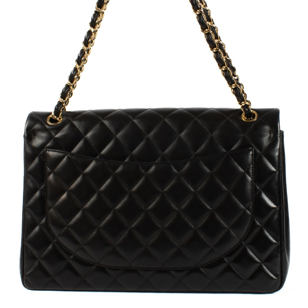 Chanel Black Lambskin Maxi Classic Handbag