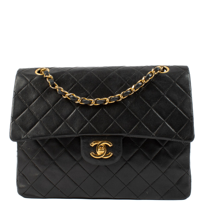 Chanel Black Lambskin Square Classic Flap Bag