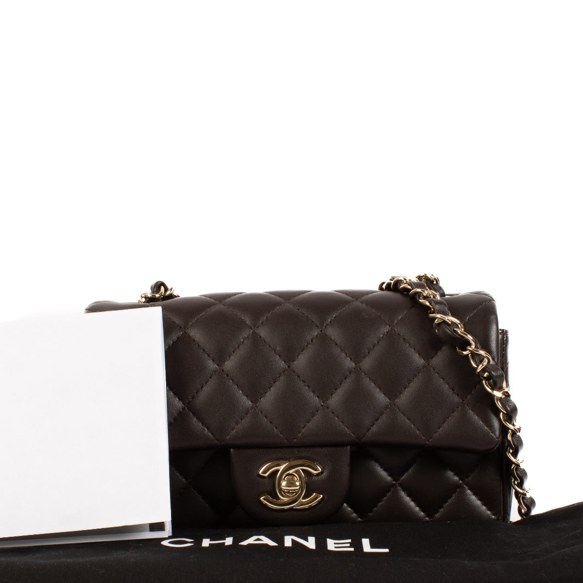 Chanel Brown Lambskin Mini Classic Flap Bag
