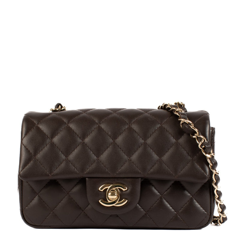 Chanel Brown Lambskin Mini Classic Flap Bag
