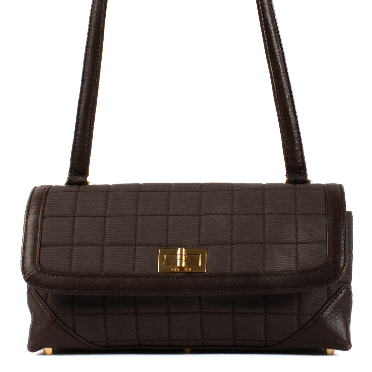 Chanel Brown Canvas Chocolate Bar Shoulder Bag for the best price at Labellov secondhand luxury in Antwerp and Knokke