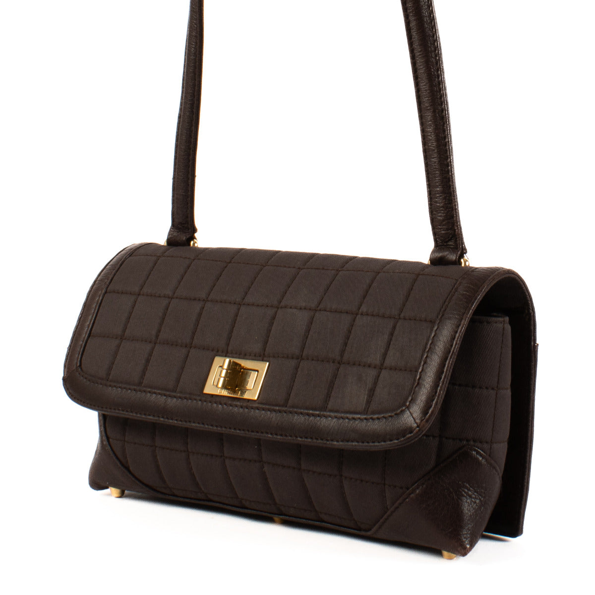 Chanel Brown Canvas Chocolate Bar Shoulder Bag