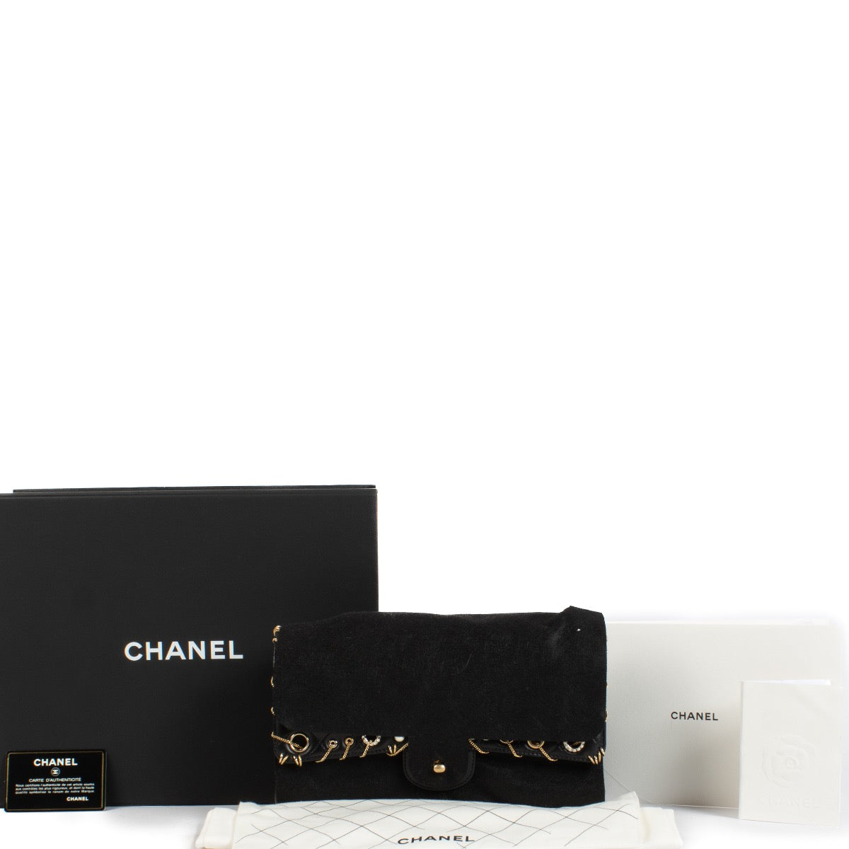 Shop safe online at Labellov in Antwerp, Brussels and Knokke this 100% authentic second hand Chanel Black Lambskin Piercing Classic Flap Bag