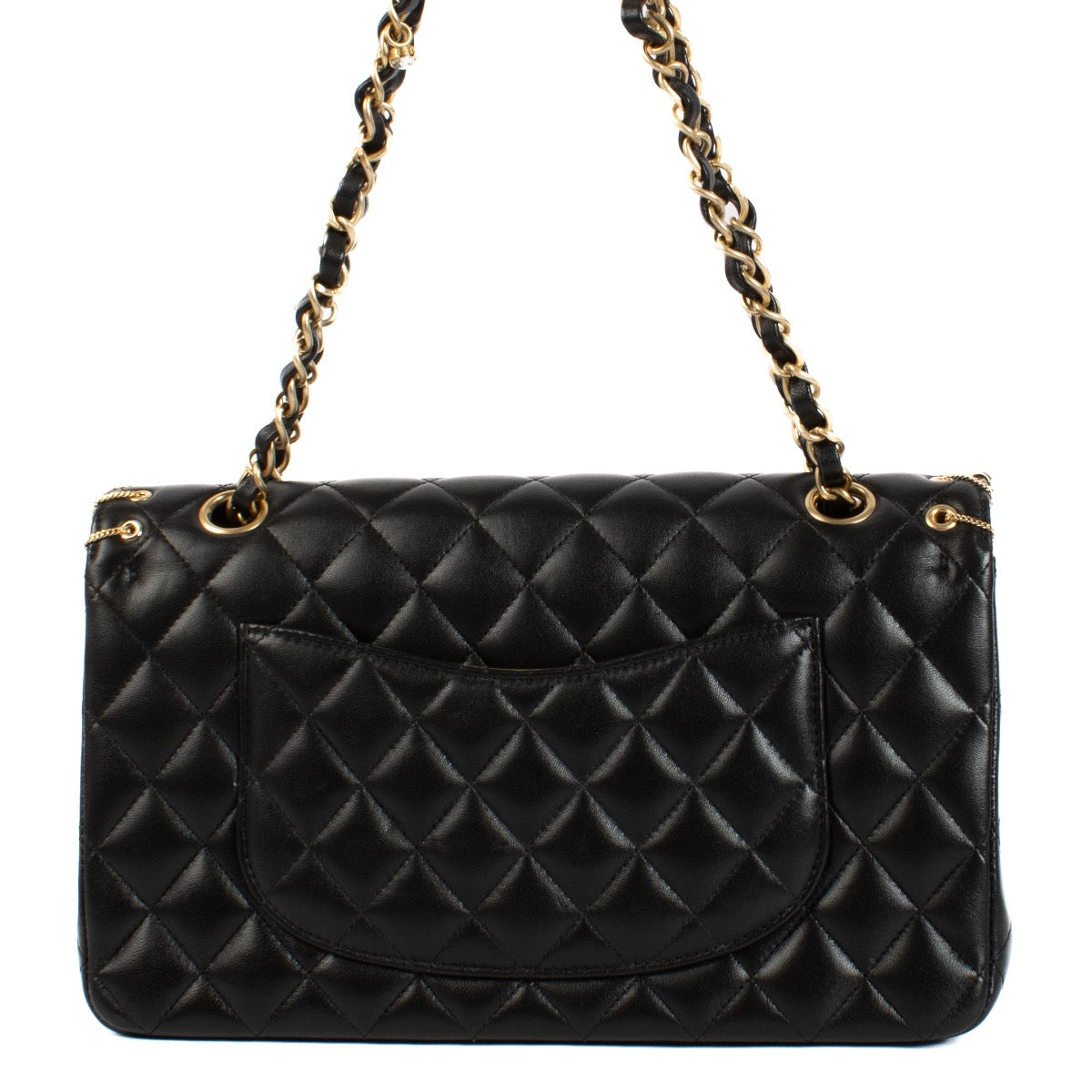 Shop safe online at Labellov in Antwerp, Brussels and Knokke this 100% authentic second hand Chanel Black Lambskin Piercing Classic Flap Bag