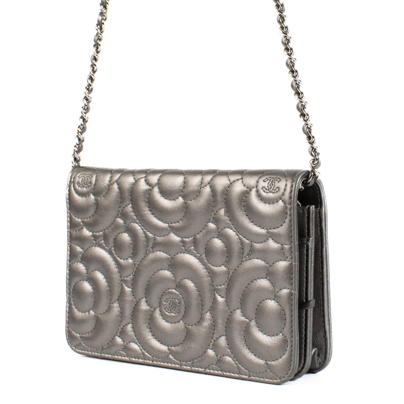 shop 100% authentic second hand Chanel Metallic Lambskin Camellia Crystal Wallet On Chain on Labellov.com