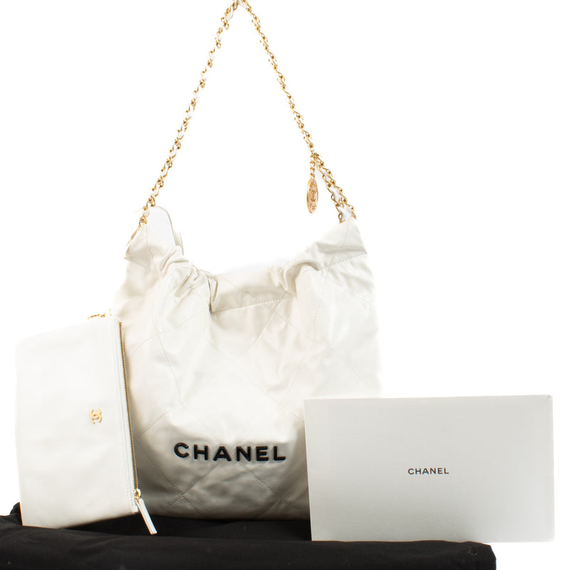 Chanel 22 White Leather Bag
