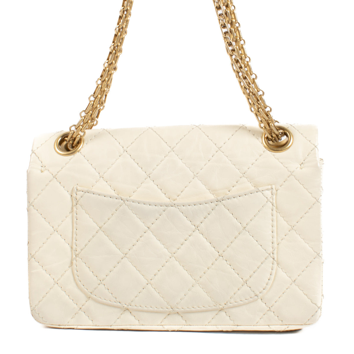 Chanel Witte Aged Kalfsleer Mini 2.55 Handtas
