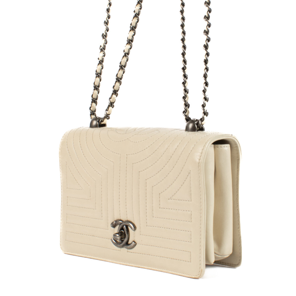 Chanel Beige Calfskin Quilted Small Korean Garden Flap Bag