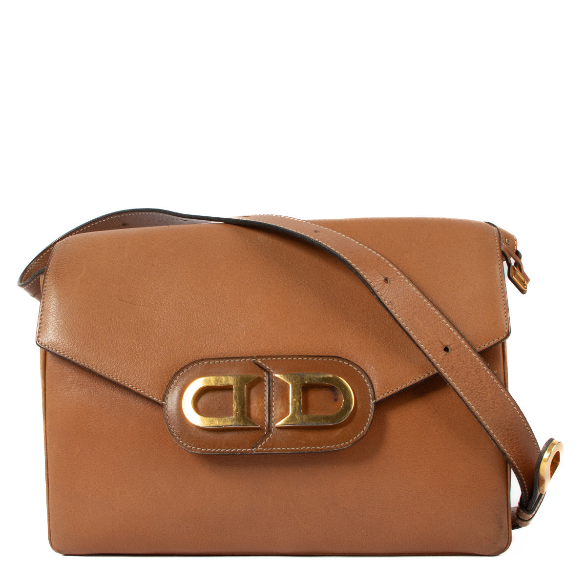 Delvaux Vintage Cognac D Shoulder Bag