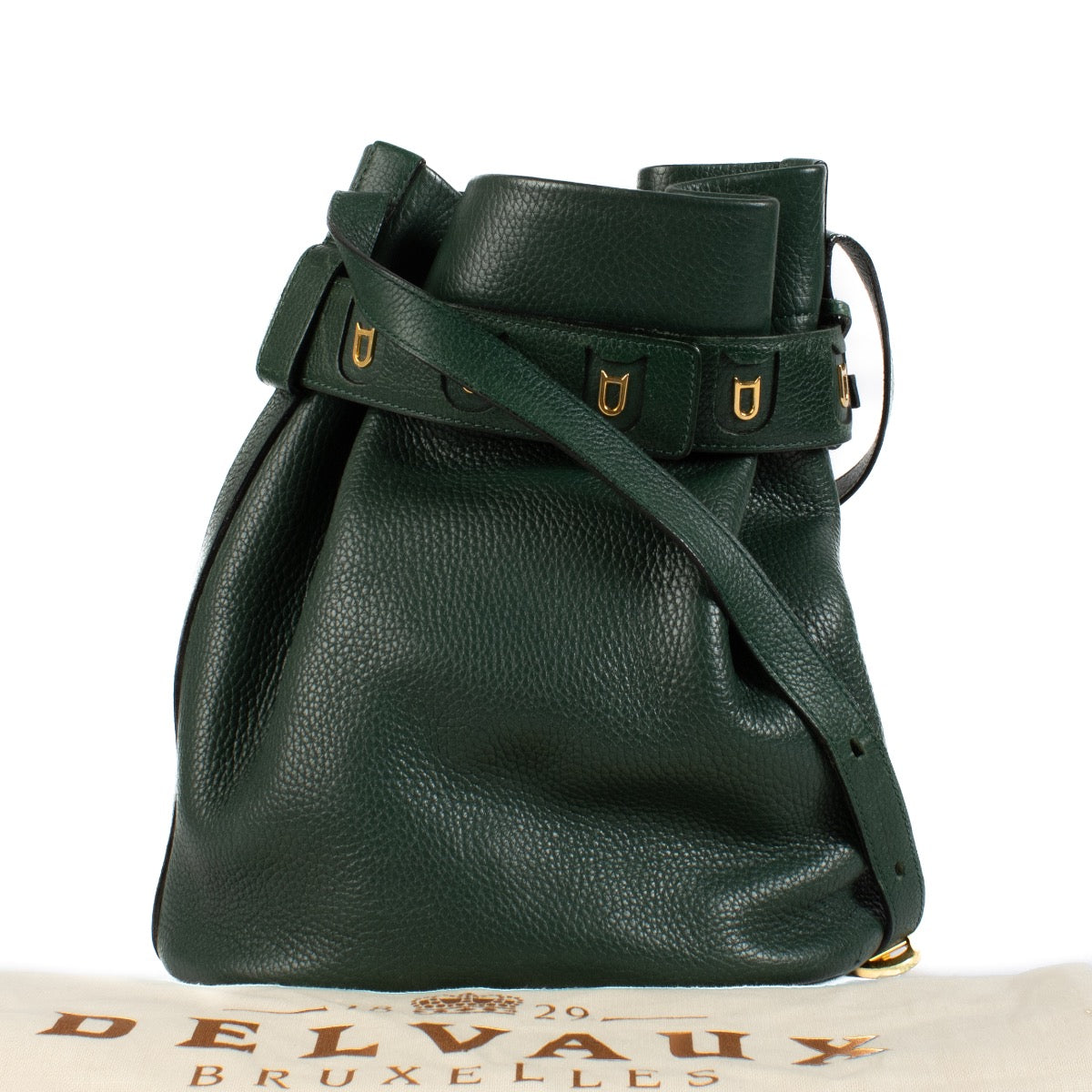 Delvaux Green Leather Calicot Shoulder Bag aan de beste prijs bij Labellov tweedehands luxe in Antwerpen en Knokke