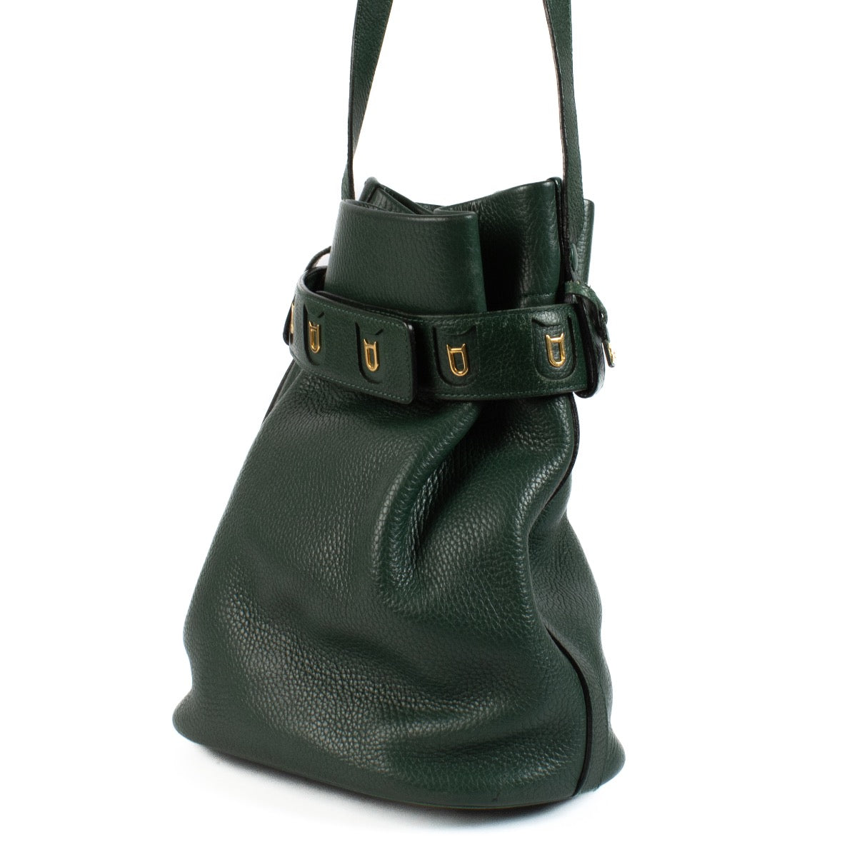 Delvaux Green Leather Calicot Shoulder Bag aan de beste prijs bij Labellov tweedehands luxe in Antwerpen en Knokke
