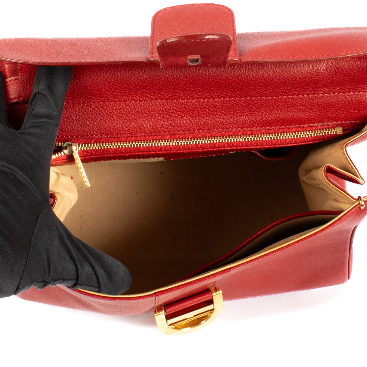 Delvaux Red Leather Brillant MM + Strap