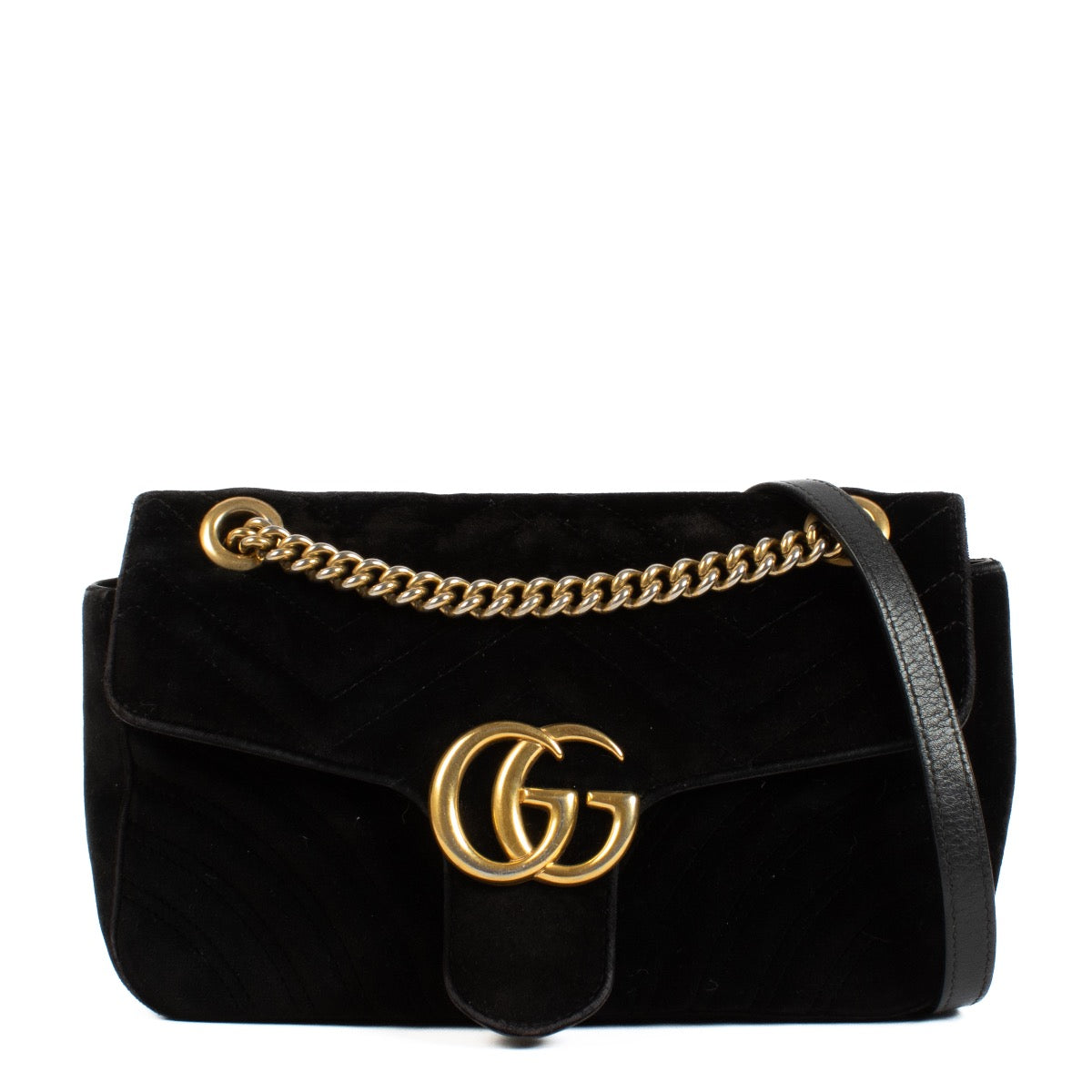 Shop safe online at Labellov in Antwerp, Brussels and Knokke this 100% authentic second hand Gucci Black Velvet Small GG Marmont Bag