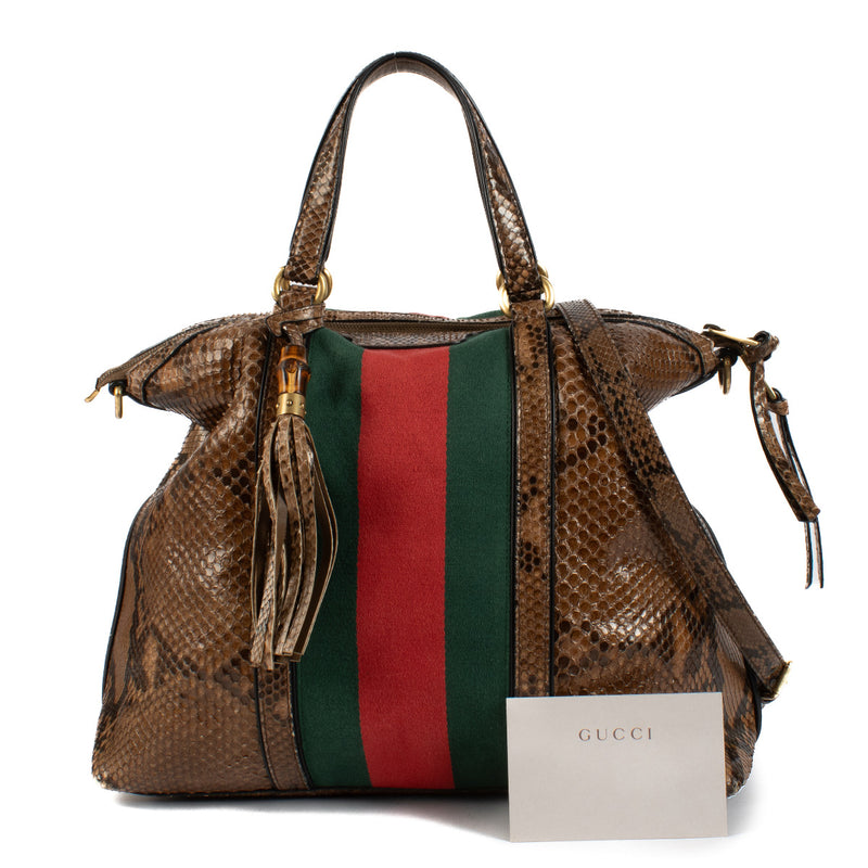 Gucci Python Web Medium Rania Top Handle Bag