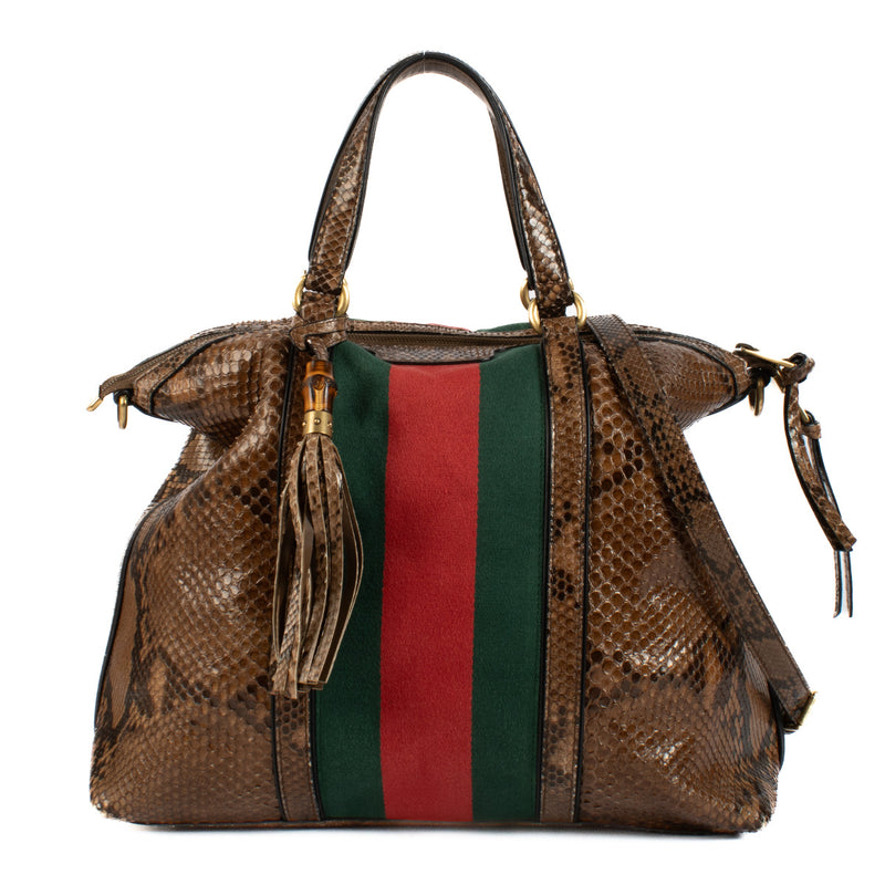 Gucci Python Web Medium Rania Top Handle Bag