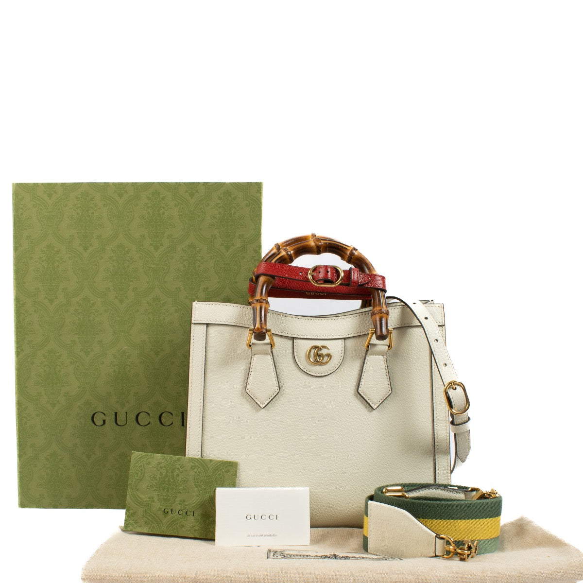 shop 100% authentic second hand Gucci White Diana Small Leather Tote Bag on Labellov.com