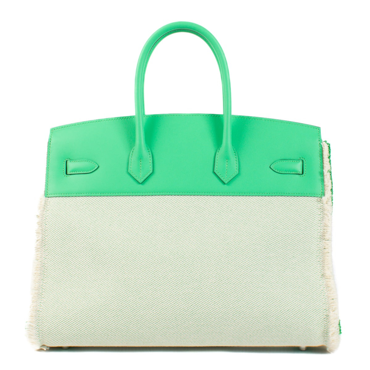 Hermès Birkin Fray 35 Twill H/Swift Ecru/Bambou/Vert Comics PHW