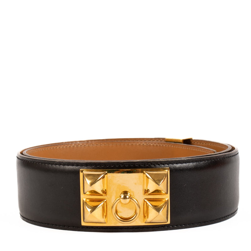 shop 100% authentic second hand Hermès Black Box Collier De Chien Belt 40 - Size 85 on Labellov.com
