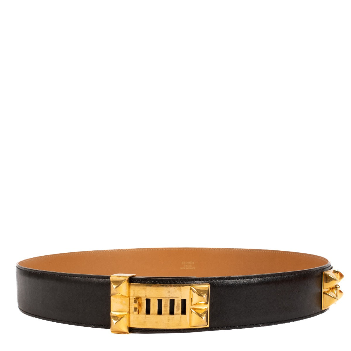 shop 100% authentic second hand Hermès Black Box Collier De Chien Belt 40 - Size 85 on Labellov.com