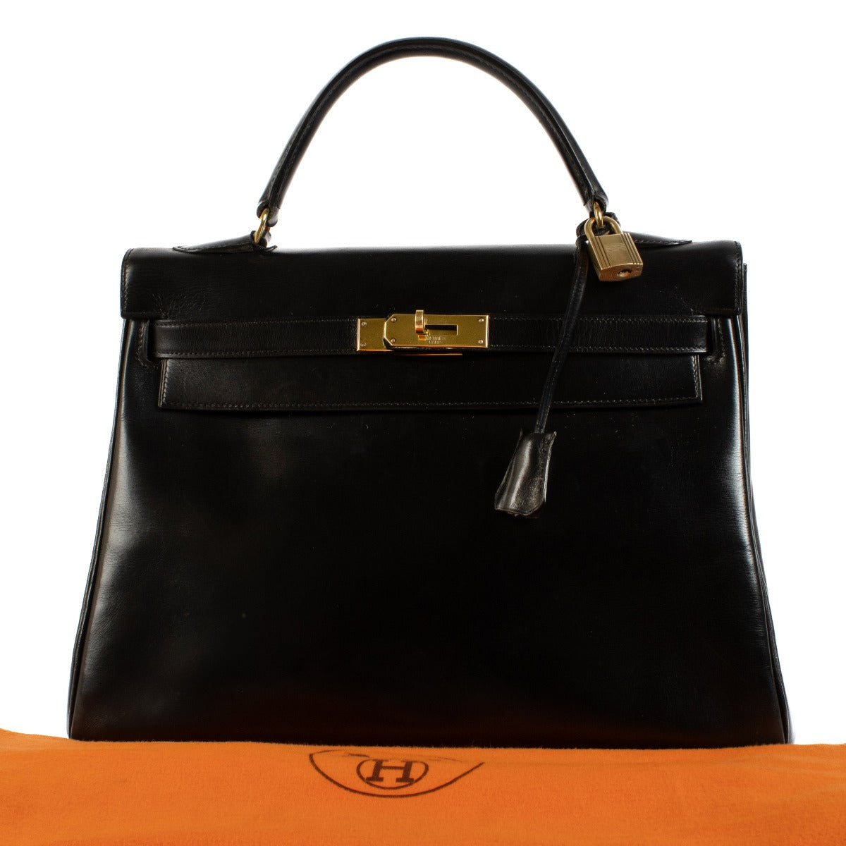 Hermès 1950s Vintage Kelly 32 Black Box