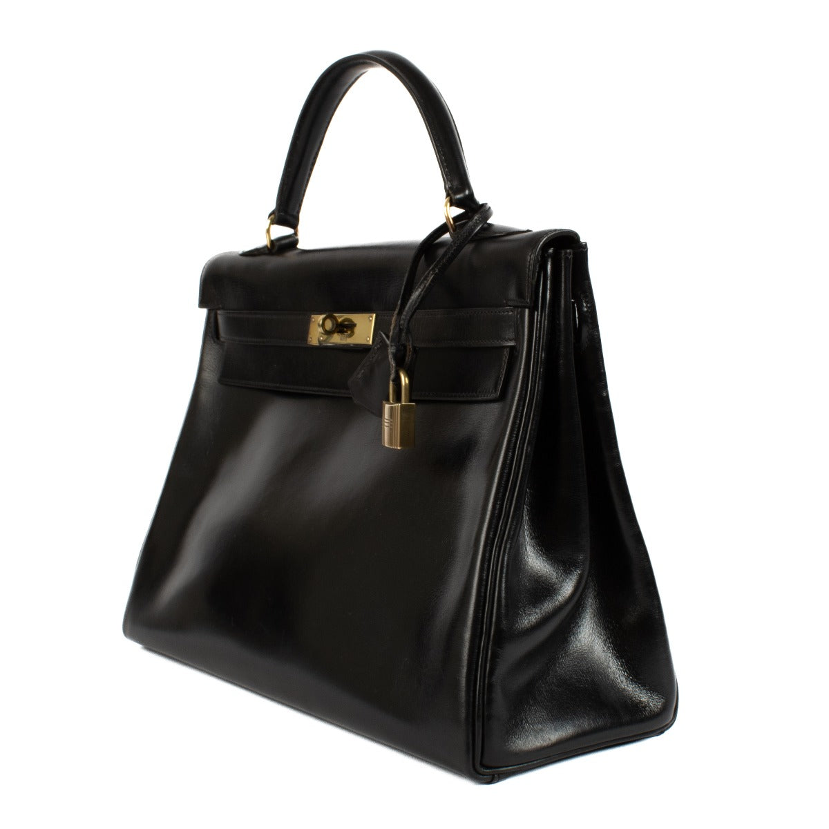 Authentic second hand Hermès 1950s Vintage Kelly 32 Black Box on www.labellov.com