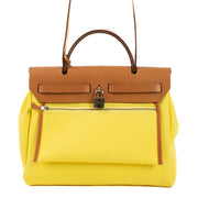 Hermès Herbag Zip 31 Jaune Citron Canvas Leather