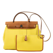Hermès Herbag Zip 31 Jaune Citron/Naturel Sable Toile Officier/Hunter Palladium Hardware