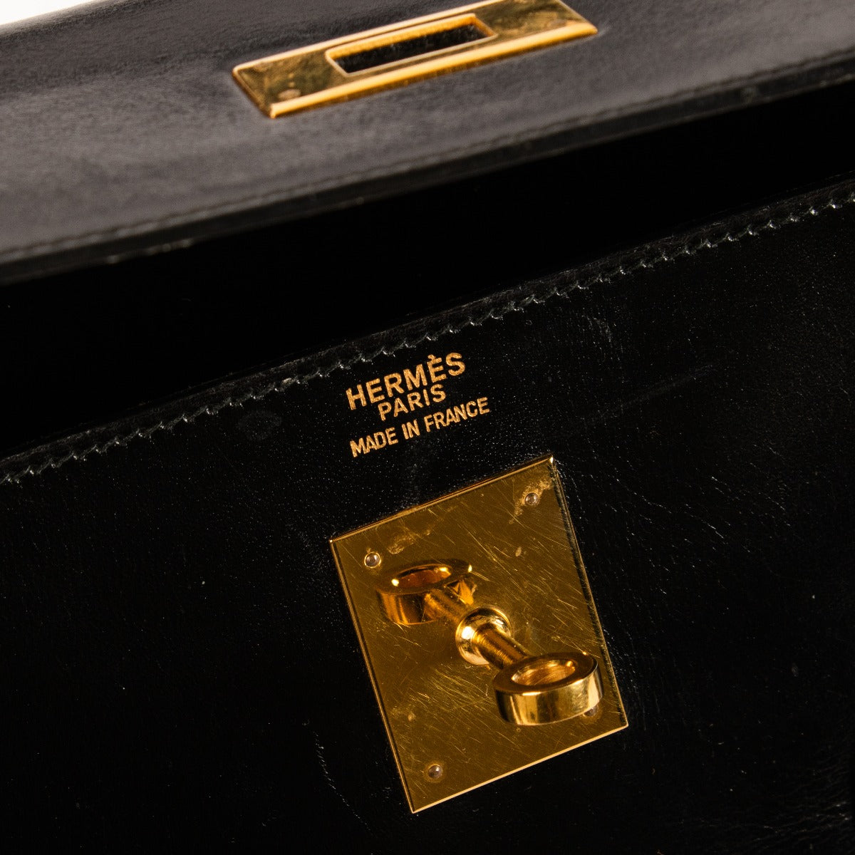 Hermès Vintage Kelly 32 Black Box GHW