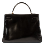 Authentic second hand vintage Hermès Kelly 32 Black Box GHW on www.labellov.com