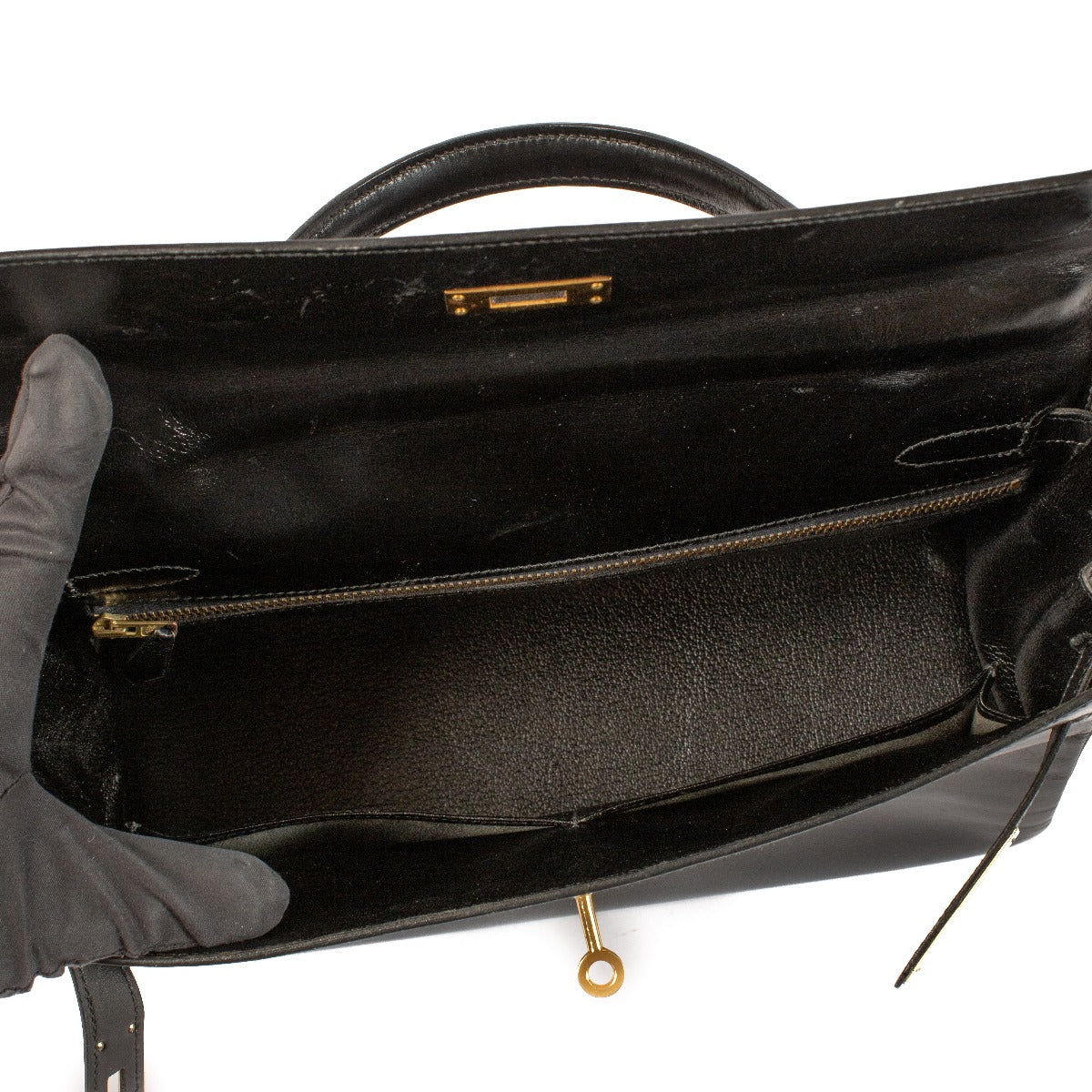 Hermès Vintage Kelly 32 Black Box GHW