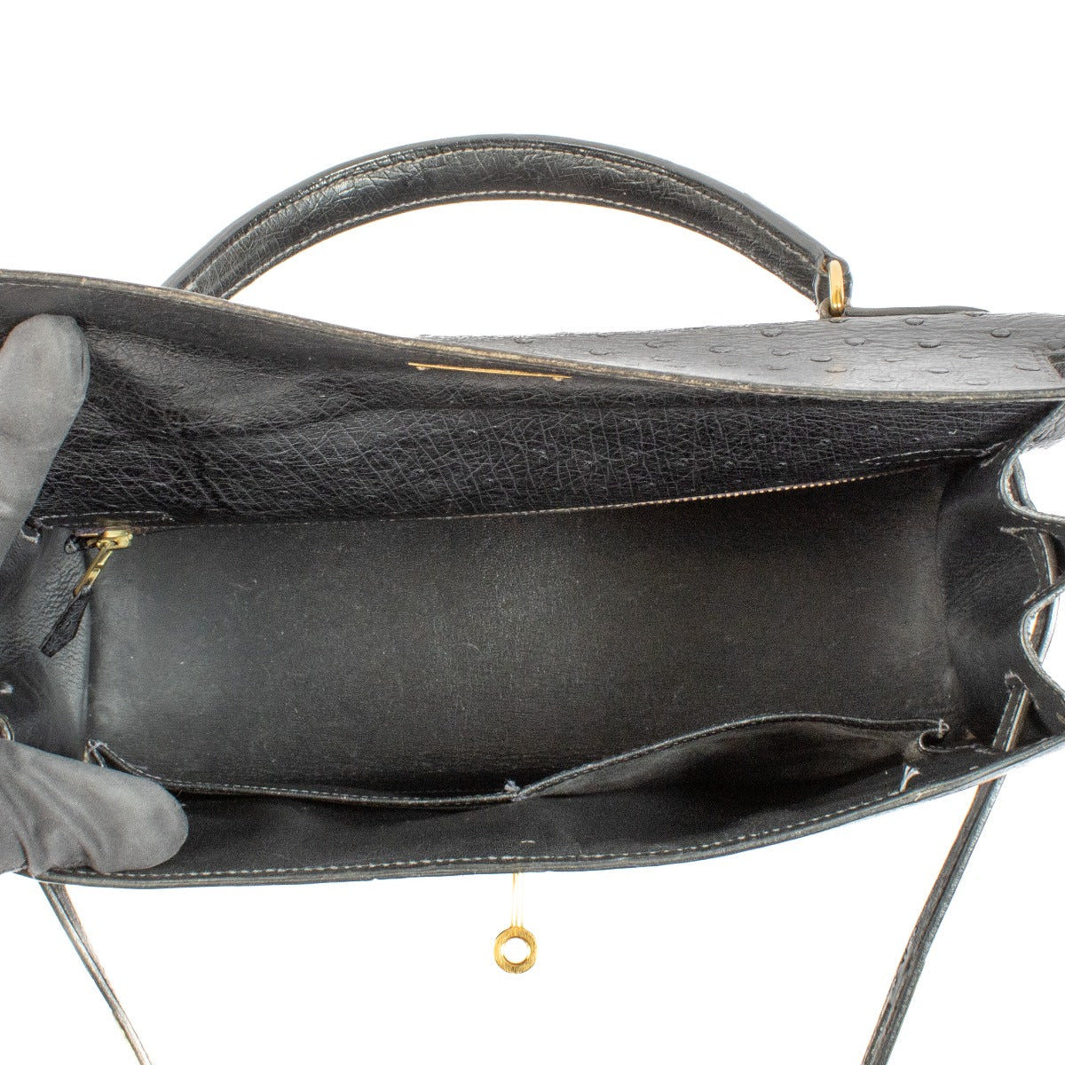Hermès Kelly 32 Black Ostrich GHW