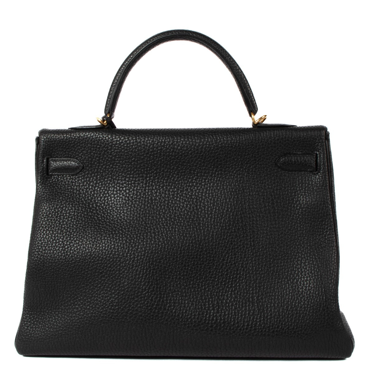 Authentic 2001 Vintage Hermès Kelly 35 Black Fjord GHW on www.labellov.com