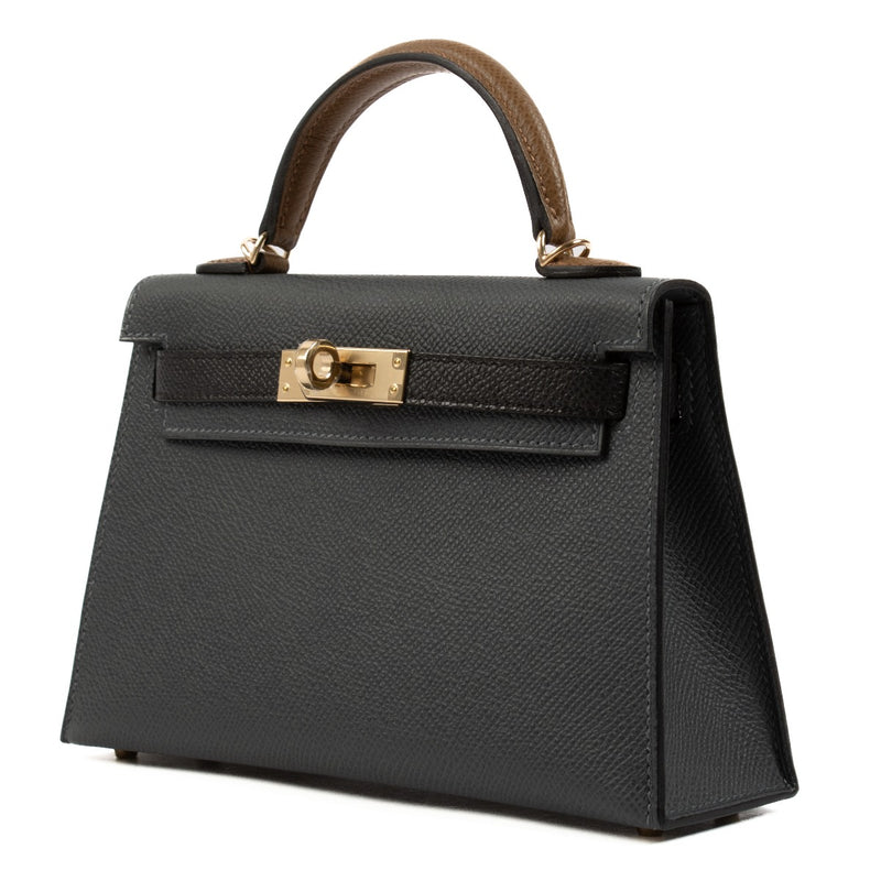 authentic second hand brand new store fresh Hermès Kelly Mini II Tricolore Gris Misty/Black/Alezan Epsom on www.labellov.com