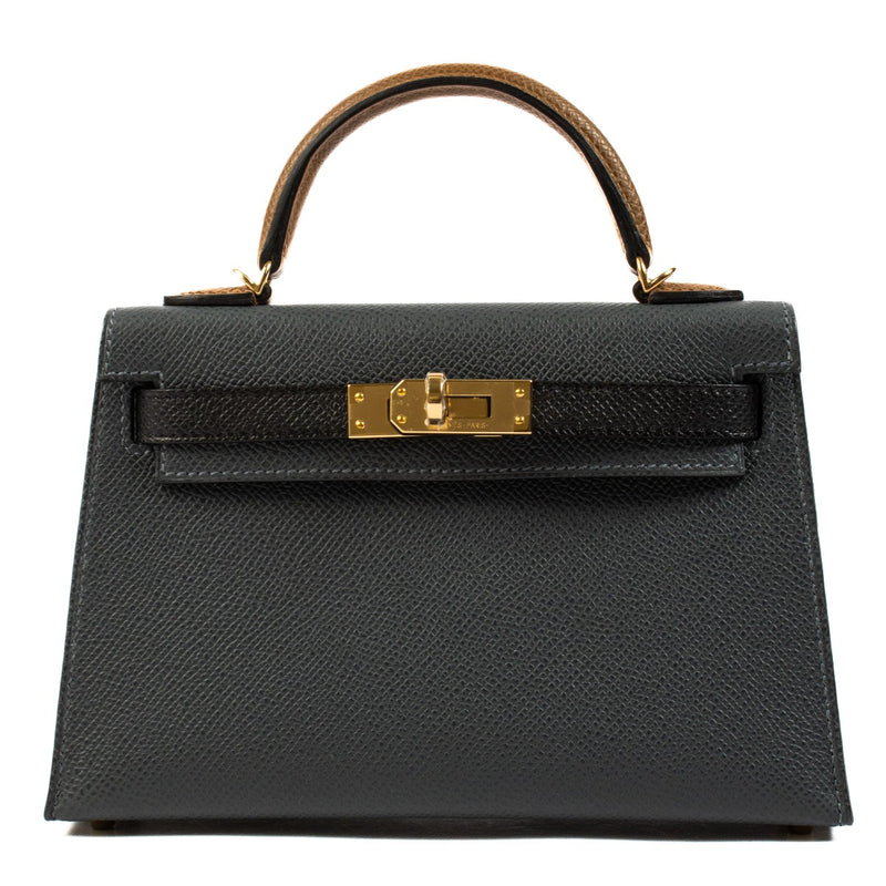 Hermès Kelly Mini II Tricolore Gris Misty/Black/Alezan Epsom PBHW