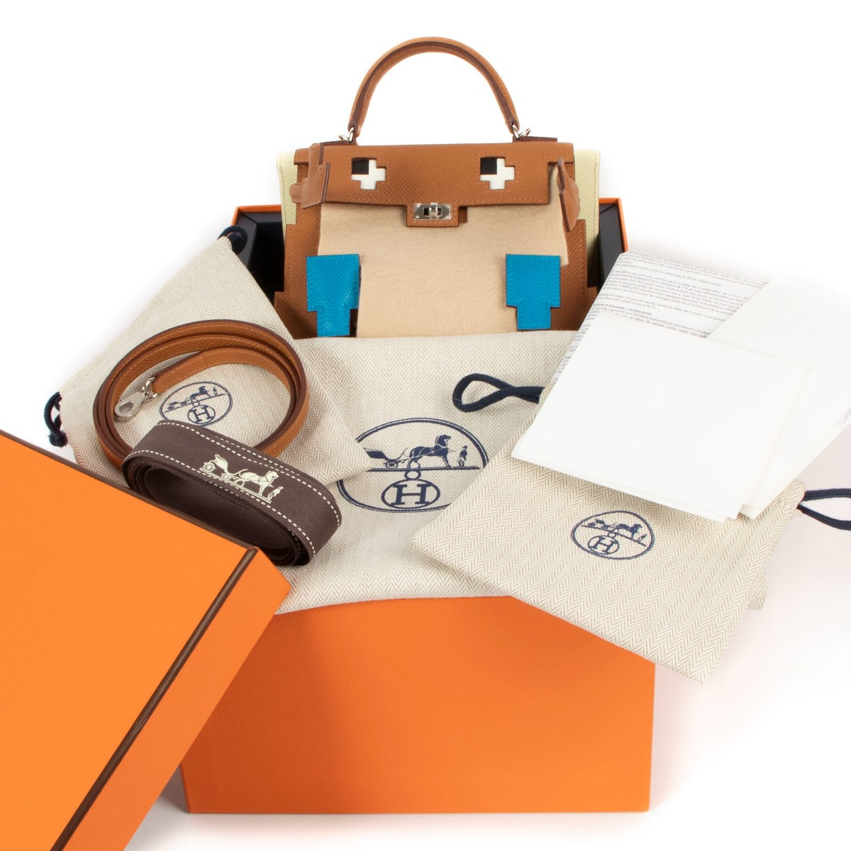 Hermès Kellydole Picto Gold/Zanzibar/Field/Milton Epsom PHW