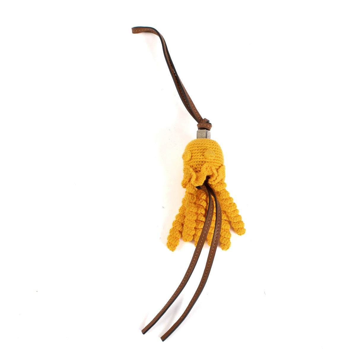 Shop safe online at Labellov in Antwerp and Knokke this 100% authentic second hand Loewe Yellow Crochet Octopus Paula's Ibiza Key Charm