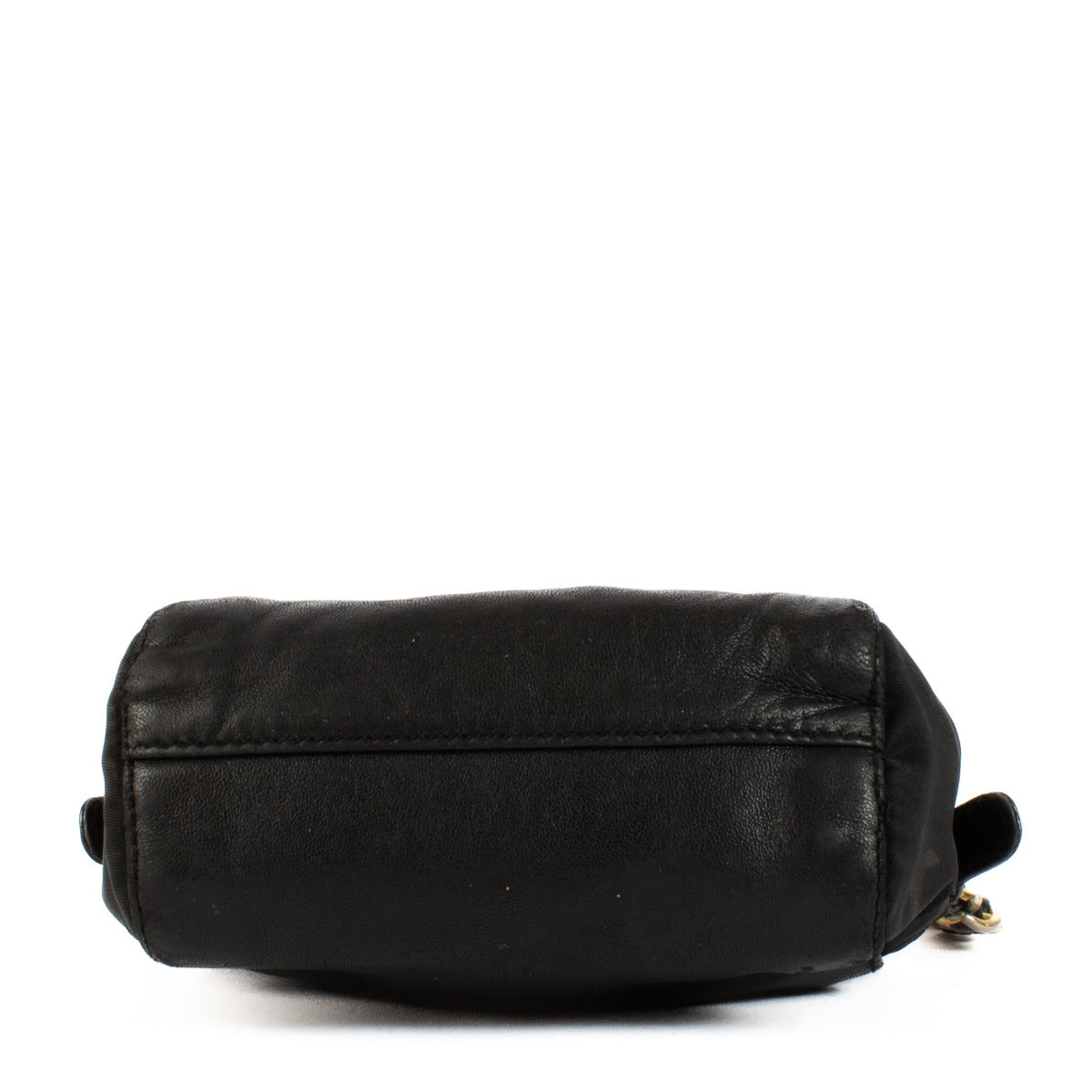 Prada Zwart Leren en Nylon Mini Kettingtas