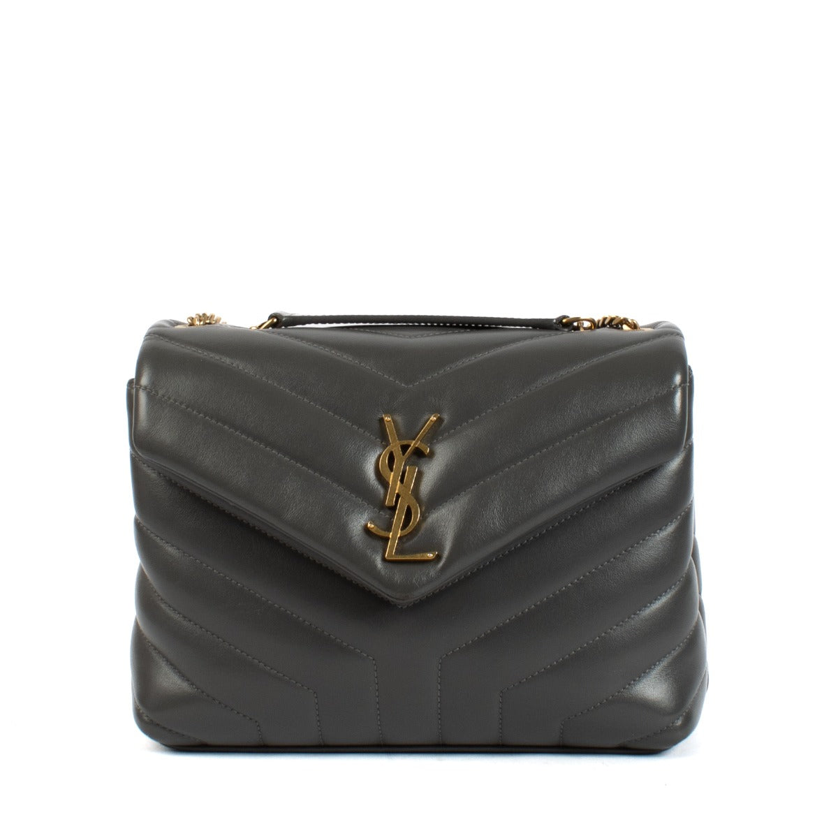 Saint Laurent Strom Grey Quilted Leather Small Loulou Bag