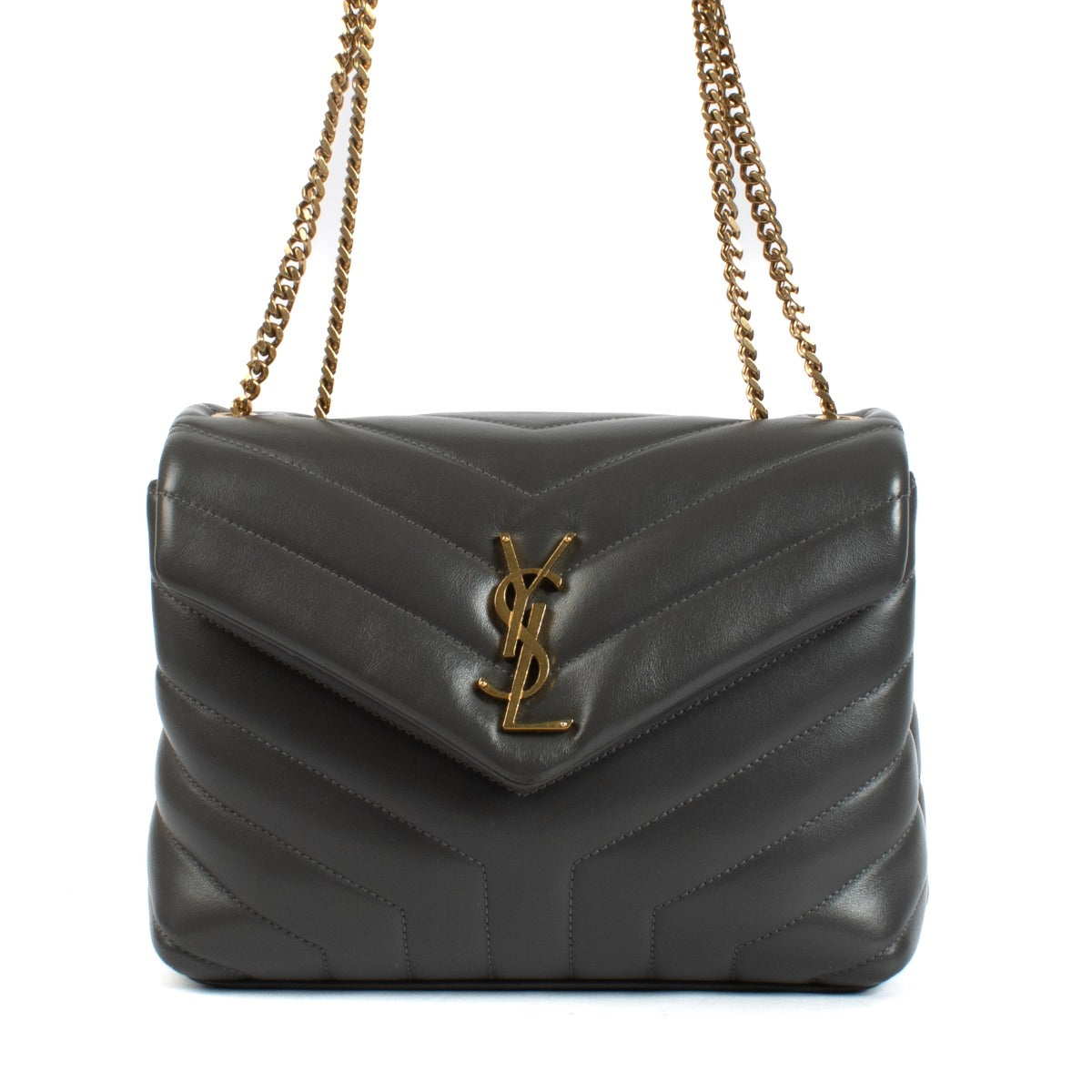 Saint Laurent Strom Grey Quilted Leather Small Loulou Bag