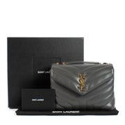 Saint Laurent Strom Grey Quilted Leather Small Loulou Bag