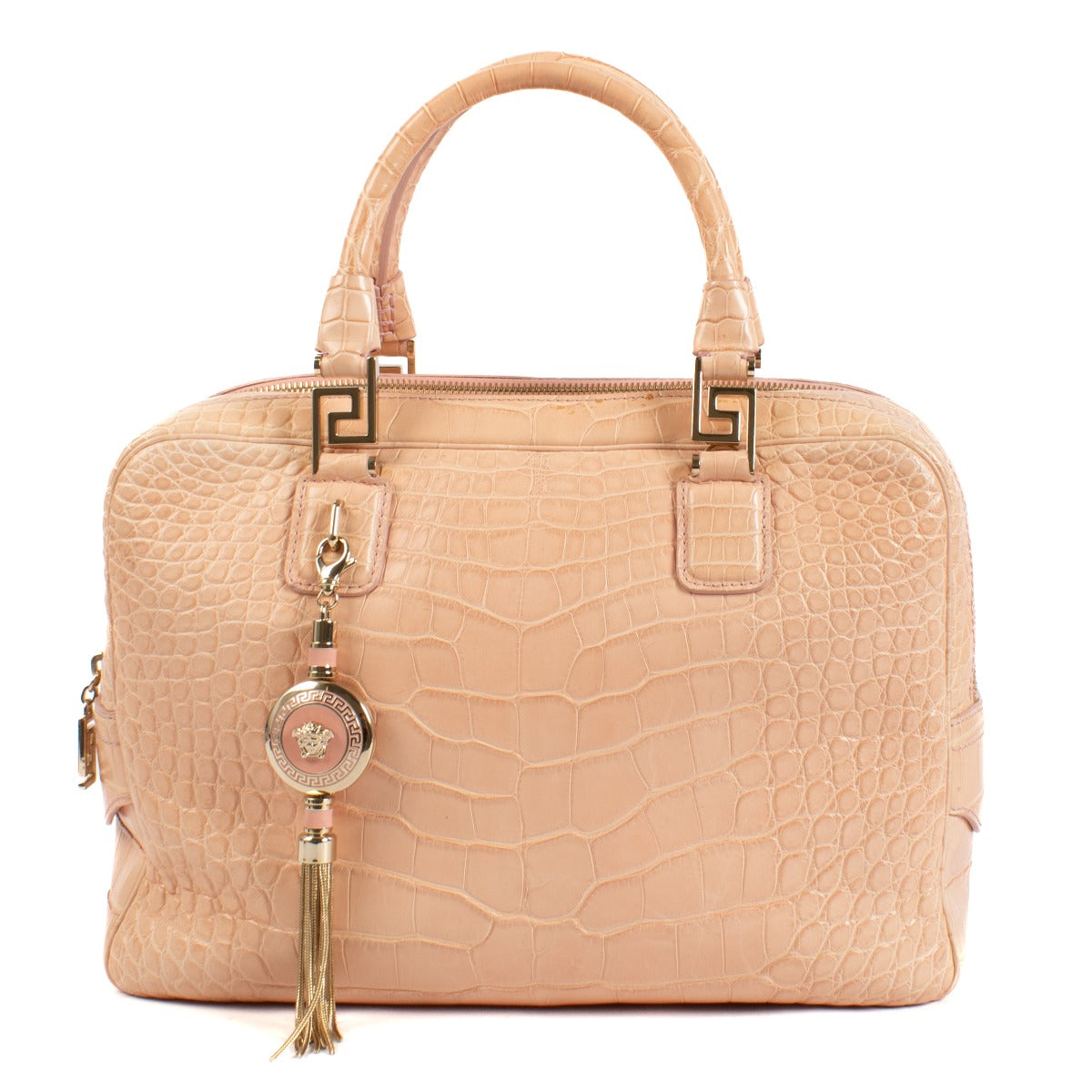 Versace Peach Alligator Vanitas Demetra Tote Bag