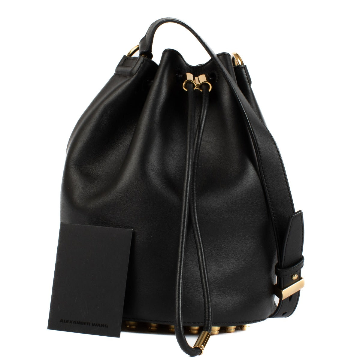 Alexander Wang Black Leather Alpha Bucket Bag