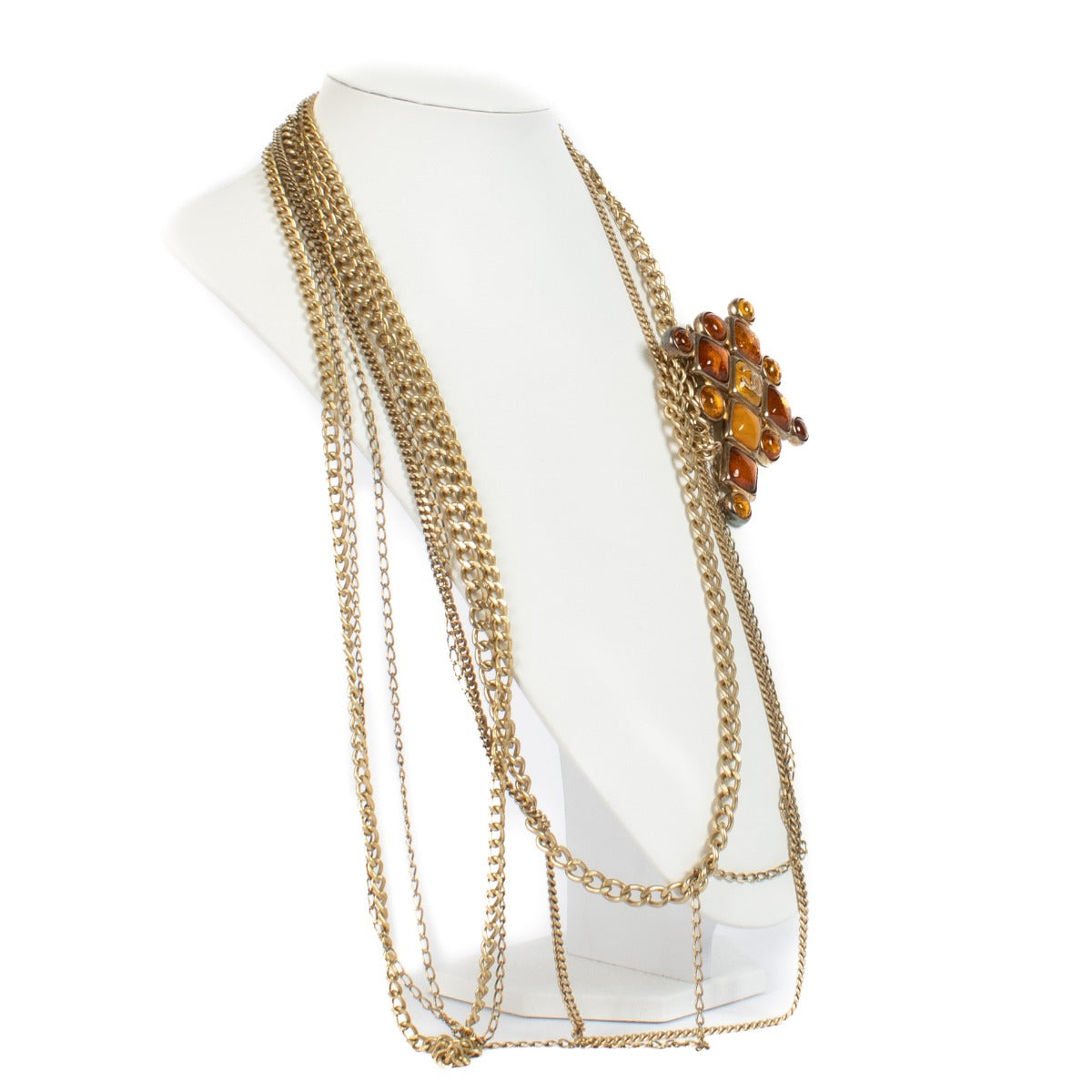 Chanel 07A Golden Multi-Chain Cross Necklace/Brooch