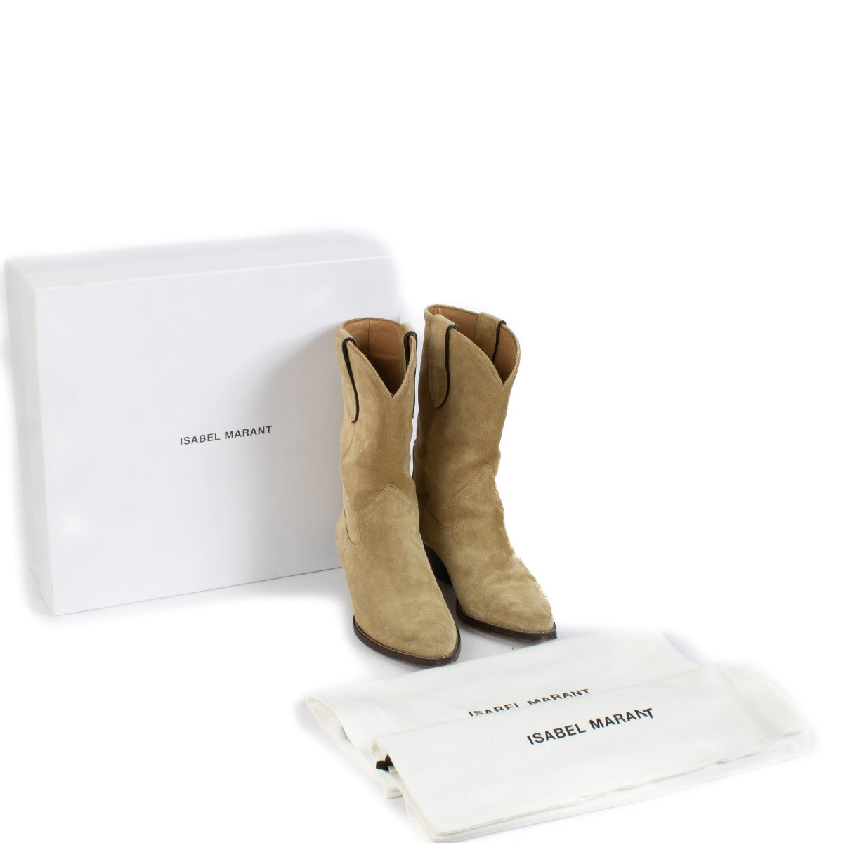 Shop safe online at Labellov in Antwerp, Brussels and Knokke this 100% authentic second hand Isabel Marant Beige Suede Twist San Boots - Size 36