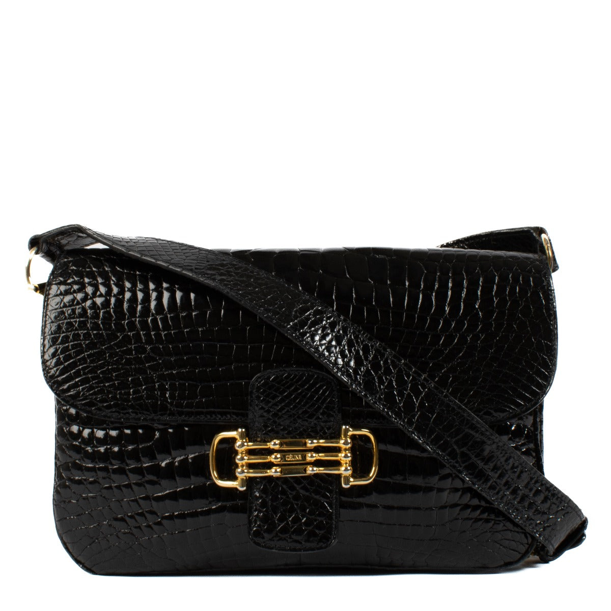 Shop 100% authentic Celine Black Crocodile Bandoulière Shoulder Bag at Labellov.com.