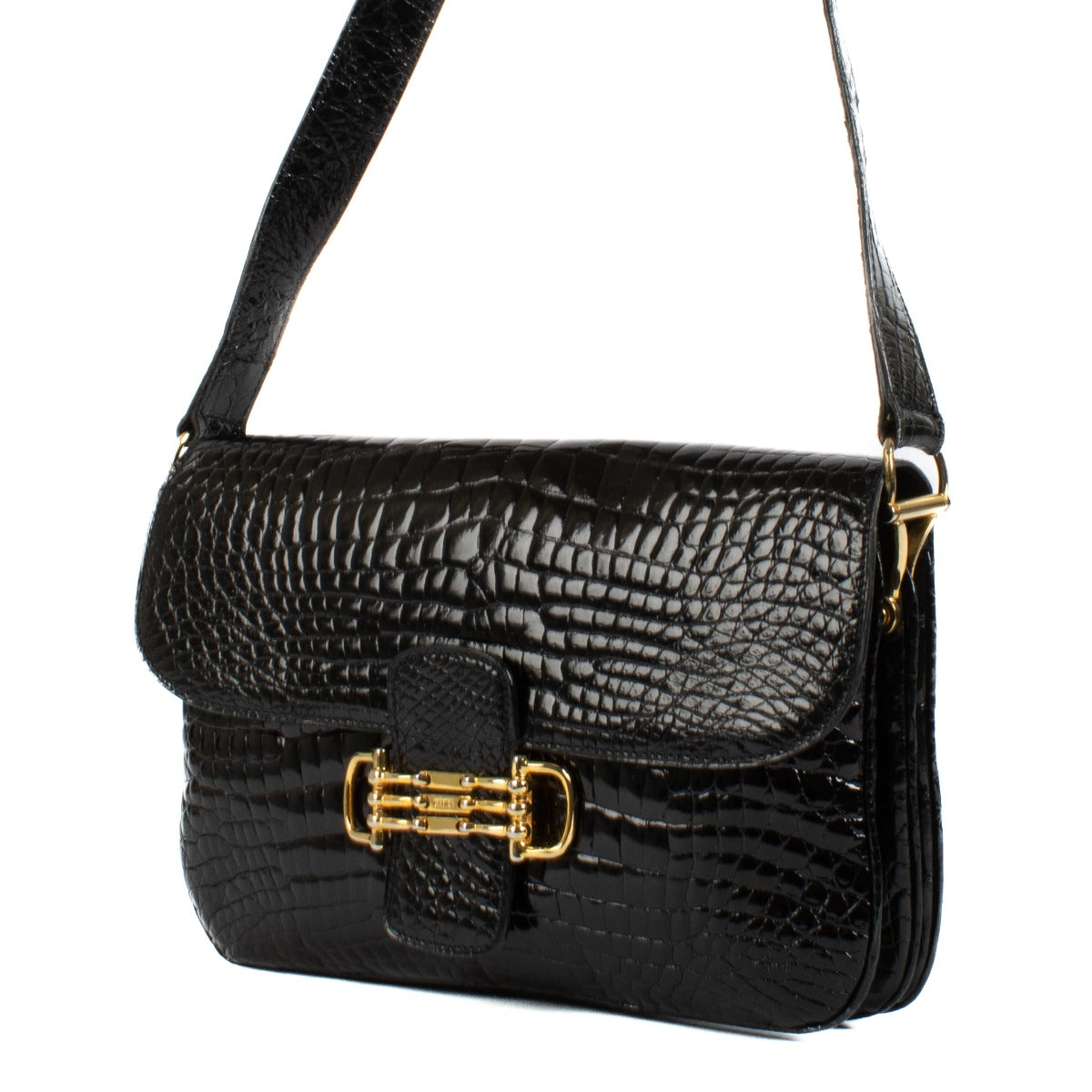 Shop 100% authentic Celine Black Crocodile Bandoulière Shoulder Bag at Labellov.com.