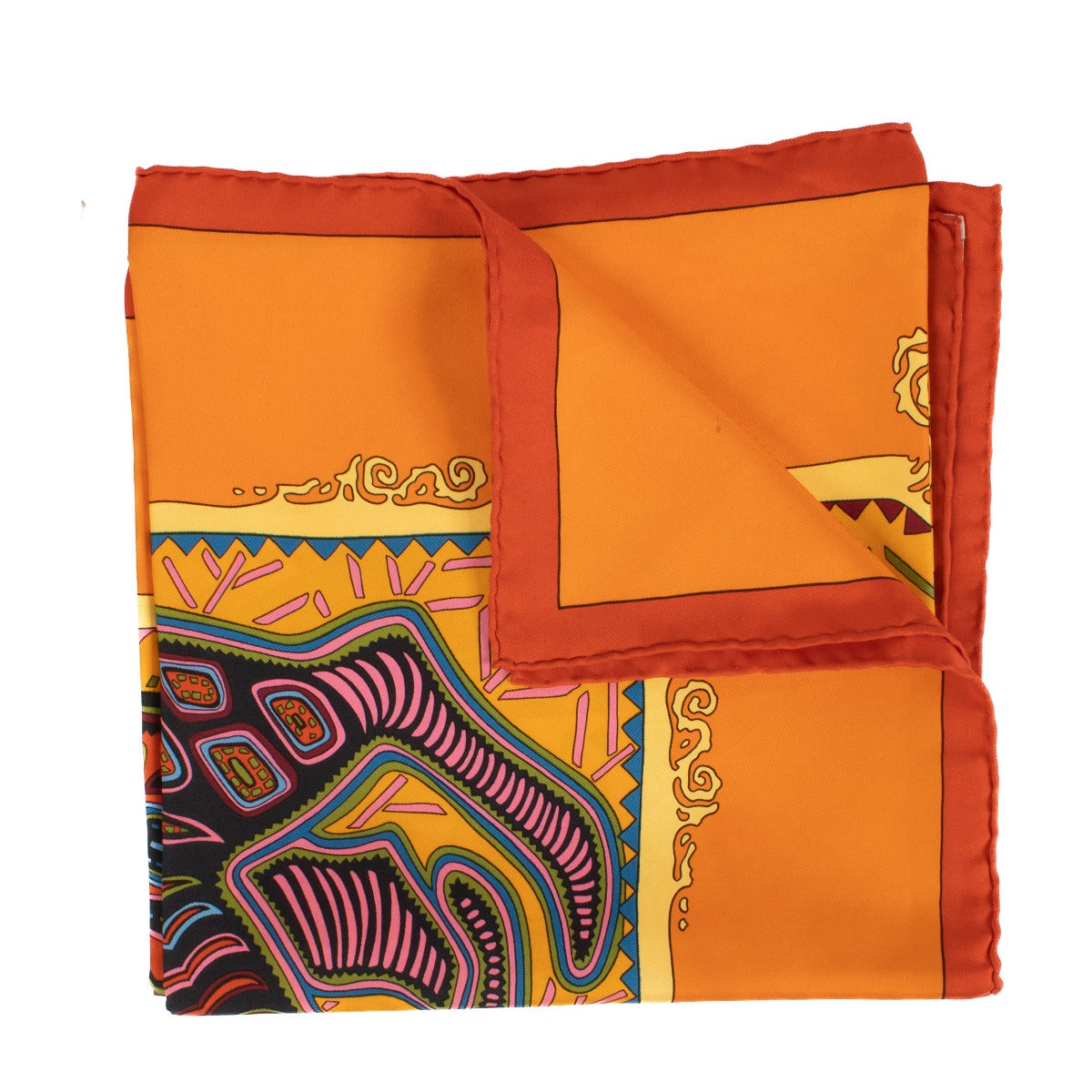 Shop safe online at Labellov in Antwerp, Brussels and Knokke this 100% authentic second hand Hermès Multicolor Légende Kuna Peuple De Panama Silk 90 Scarf