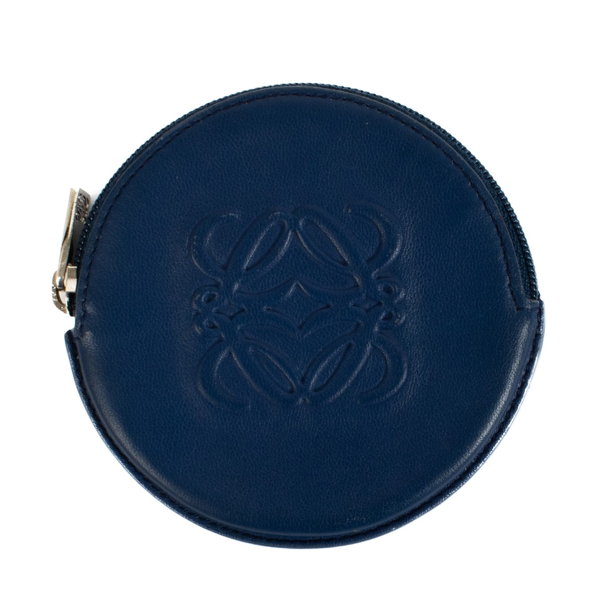 Shop safe online at Labellov in Antwerp, Brussels and Knokke this 100% authentic second hand Loewe Blue Leather Round Coin Purse